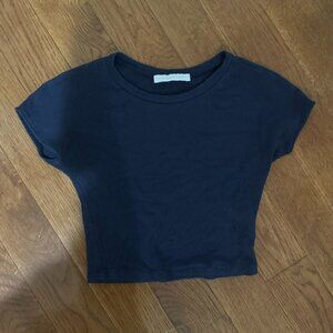 Navy Blue Cropped Tee